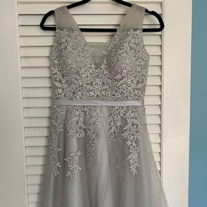 Silver short formal dress